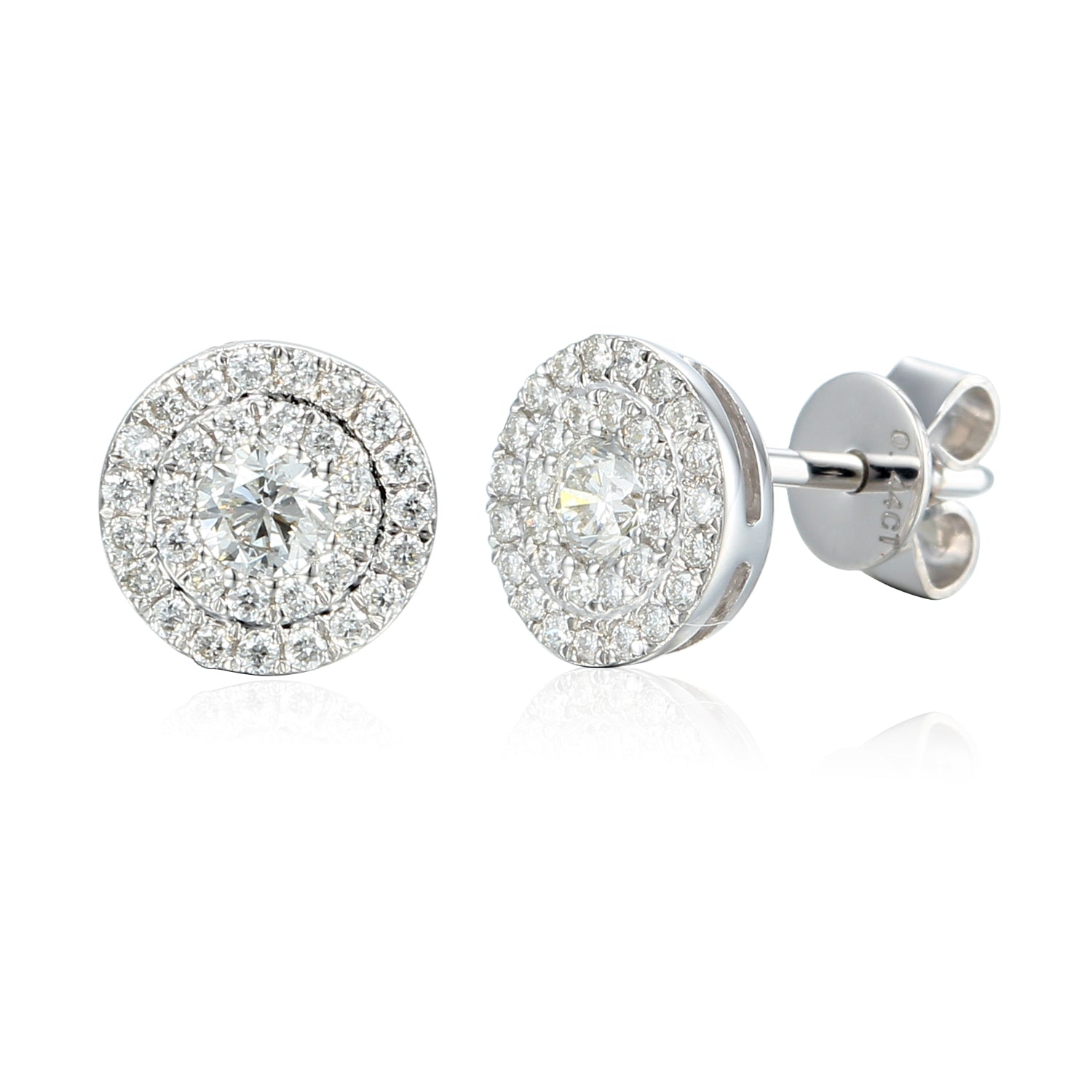 Gold Diamond Double Row Cluster Earrings