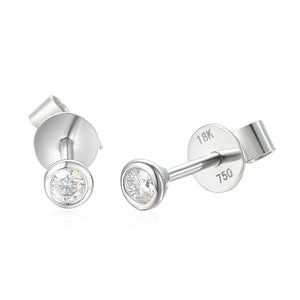 Rubover Small Round Diamond Yellow Gold Stud Earrings