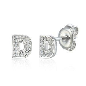 Diamond D Initial Single Stud 9ct White Gold