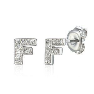 Diamond F Initial Single Stud 9ct White Gold