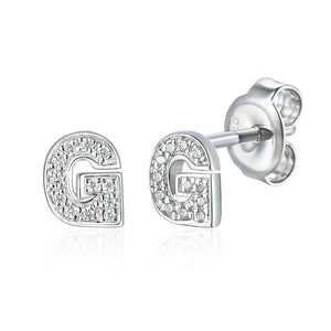 Diamond G Initial Single Stud 9ct White Gold