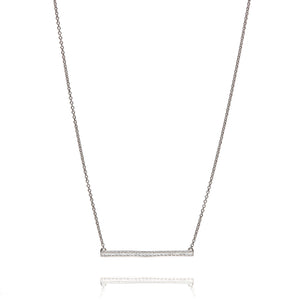 9ct White Gold Linear Bar Necklace