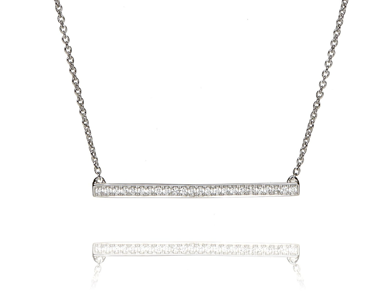 9ct White Gold Linear Bar Necklace
