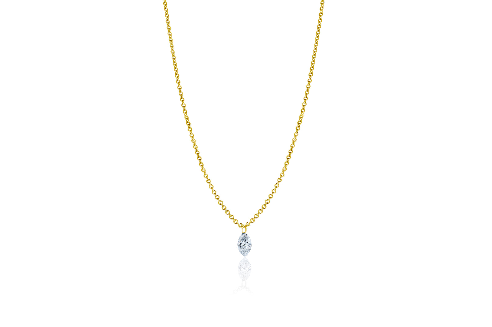 Marquise Lustre 18ct Yellow Gold Drilled 0.18ct Diamond Pendant