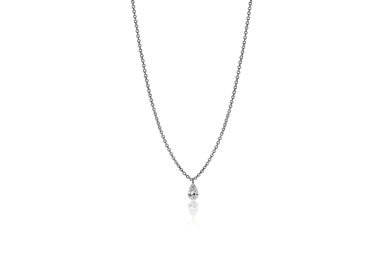 Pear Shape Lustre 18ct White Gold Drilled 0.18ct Diamond Pendant