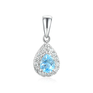 March Birthstone Pear Shape Aqua and Diamond Cluster Pendant 9ct Gold