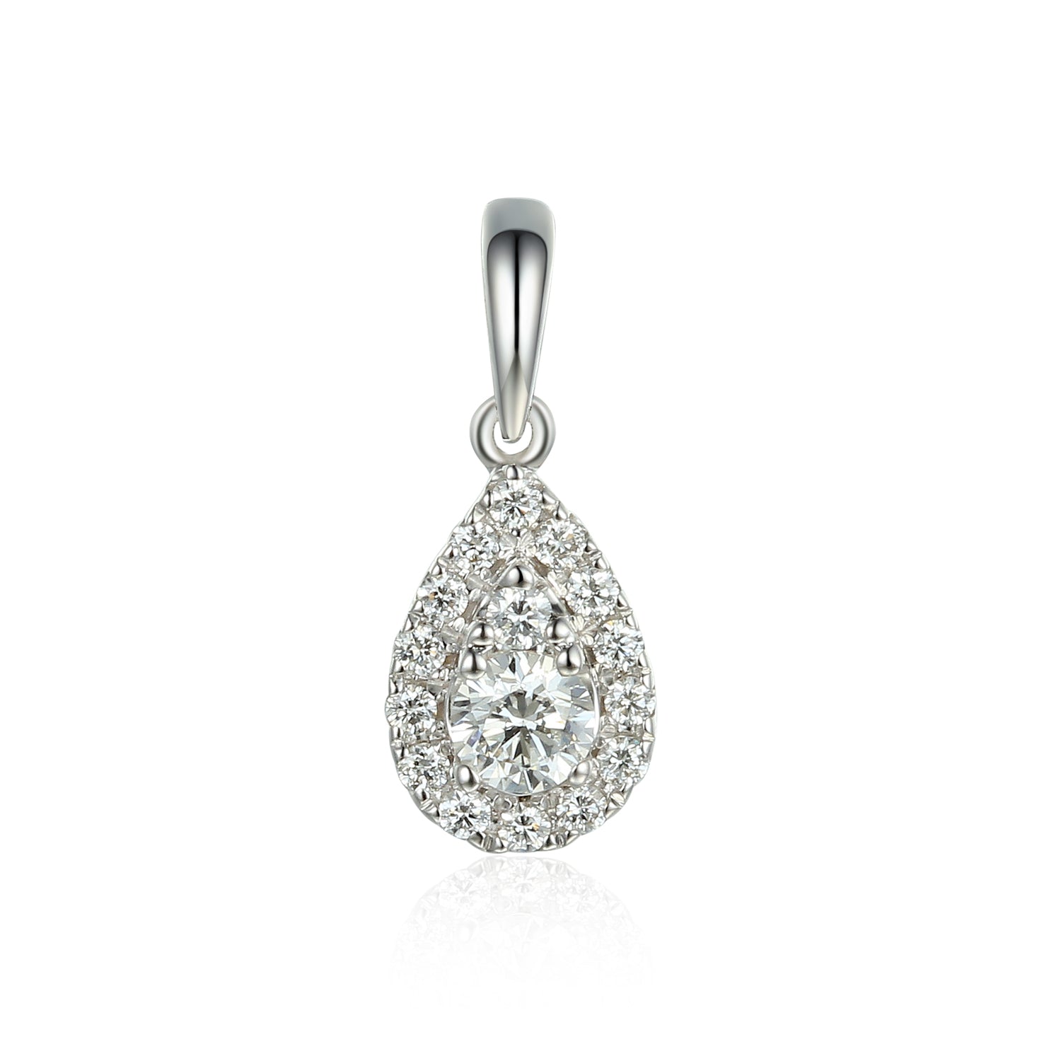 Diamond Cluster Necklace, Pear Shape April Birthstone