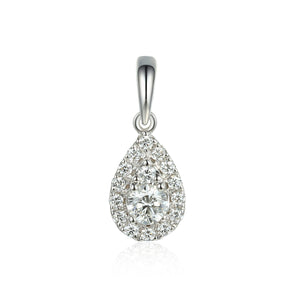 April Birthstone Pear Shape Diamond Cluster Pendant 9ct White Gold