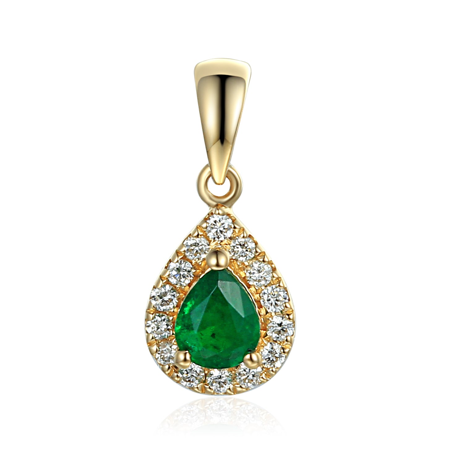 Emerald & Diamond Cluster Necklace, May Birthstone Pear Shape