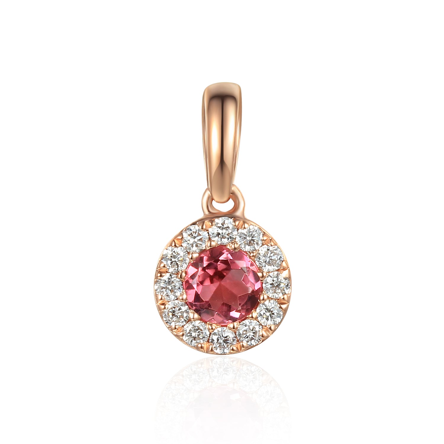 October Birthstone Tourmaline and Diamond Cluster Pendant Necklace 9ct Gold