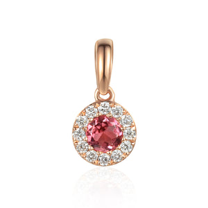 October Birthstone Tourmaline and Diamond Cluster Pendant 9ct Gold