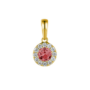 October Birthstone Tourmaline and Diamond Cluster Pendant Necklace 9ct Gold