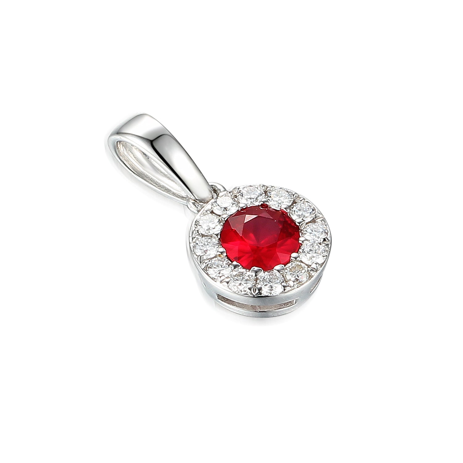 July Birthstone Ruby and Diamond Cluster 9ct Pendant Gold