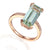 9ct Rose Gold Long Octagon Green Amethyst and Diamond Ring