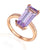 9ct Rose Gold Long Octagon Pale Amethyst and Diamond Ring