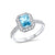 White Gold Aqua and Diamond Octagon Ring