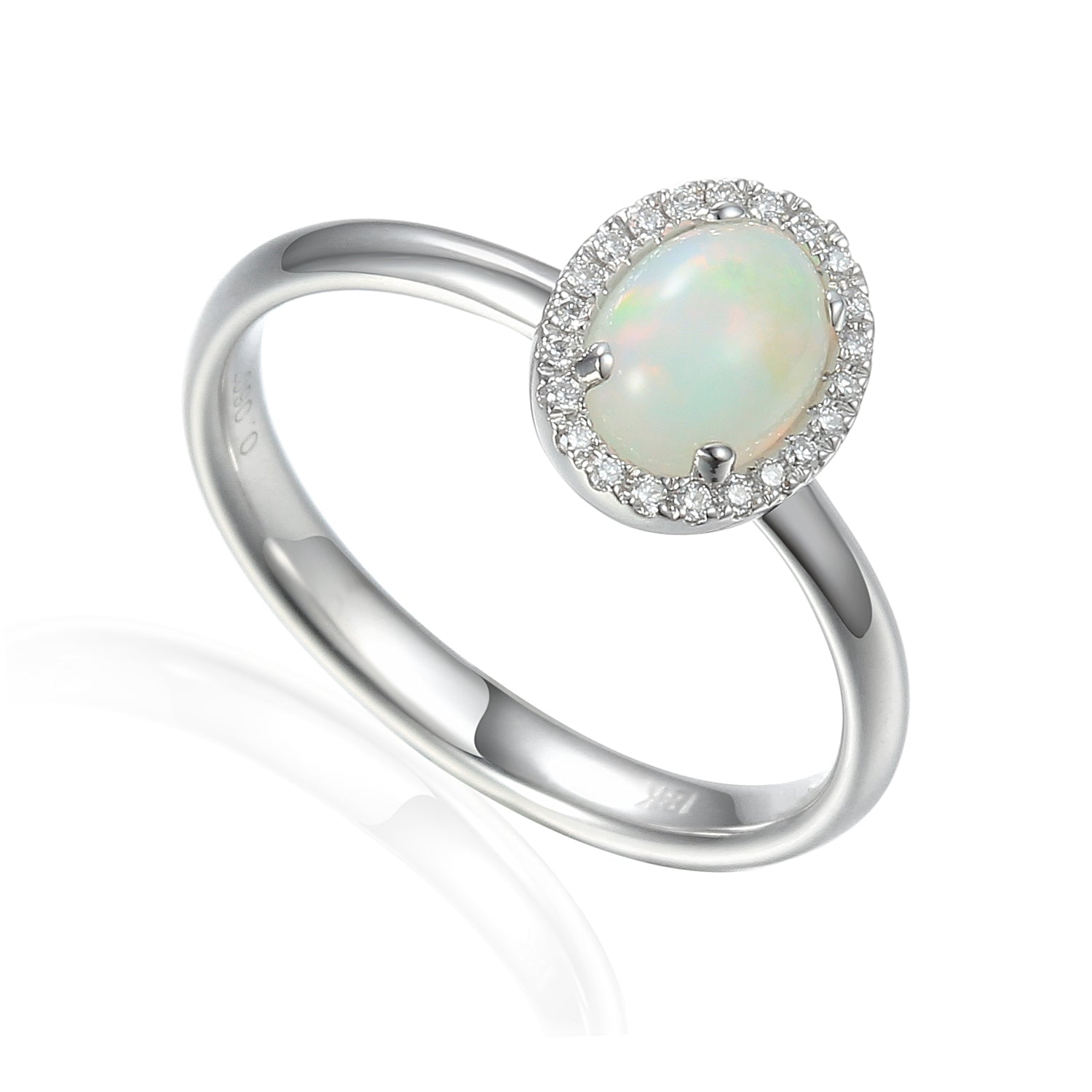 Oval White Gold Opal Cluster Ring