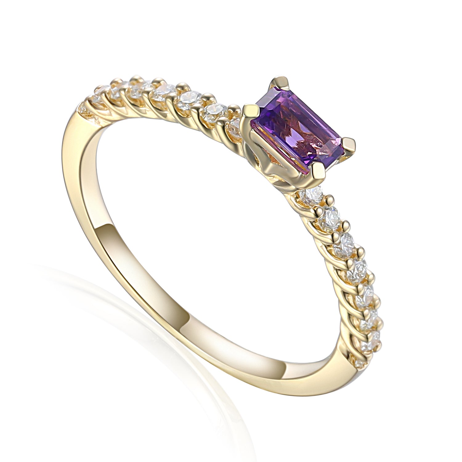 Amethyst and Diamond Fine Stacking Ring
