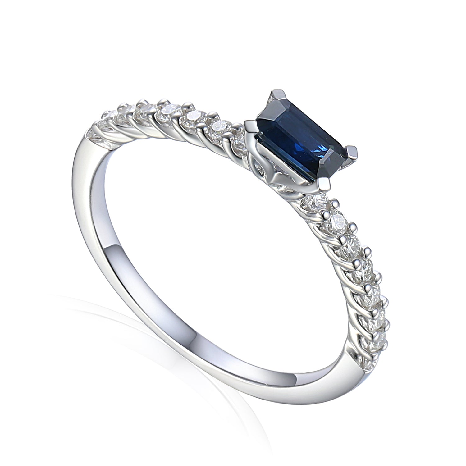 Sapphire and Diamond Fine Stacking Ring