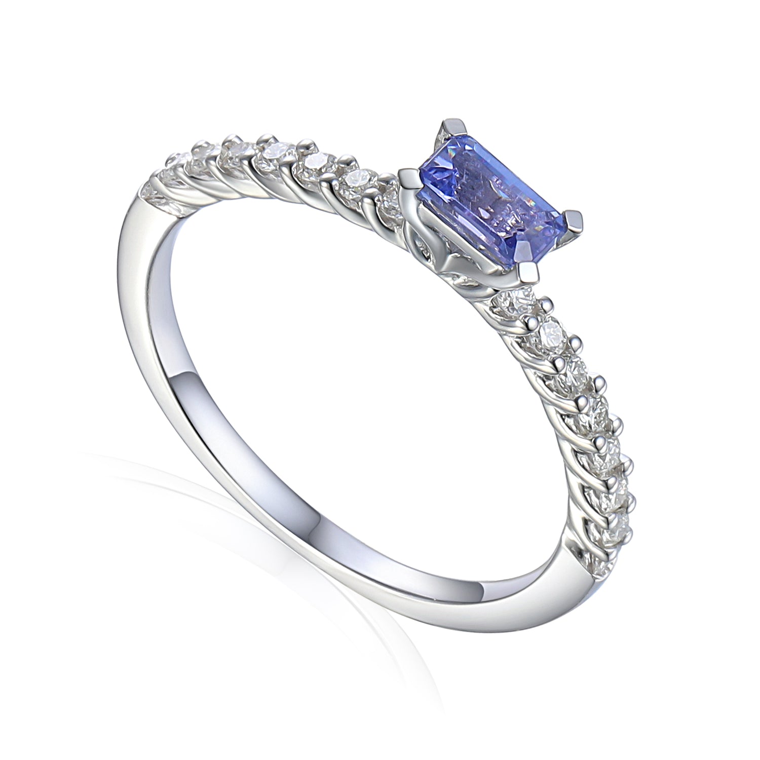 Tanzanite and Diamond Fine Stacking Ring