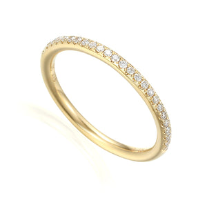 9ct Yellow Gold Fine Diamond Domed Full Eternity Band