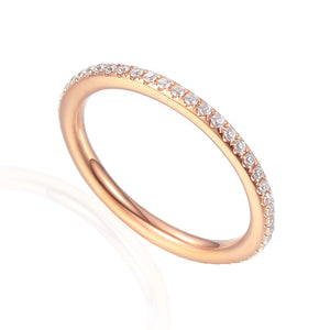 9ct Rose Gold Fine Diamond Domed Full Eternity Band