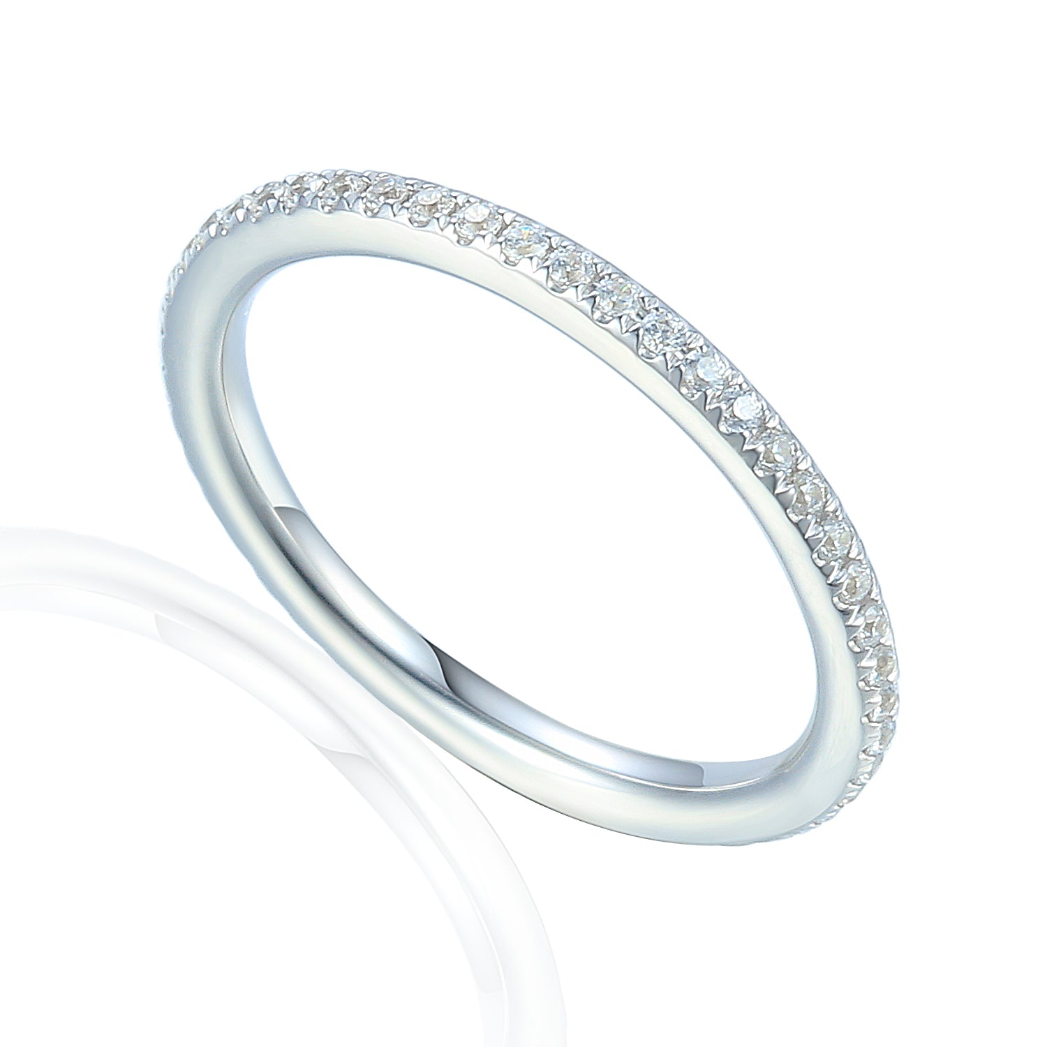 9ct White Gold Fine Diamond Domed Full Eternity Band