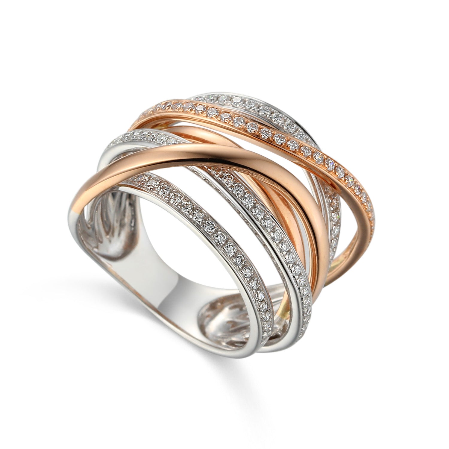 18ct Rose Gold and White Gold Large Diamond set Cocktail Ring