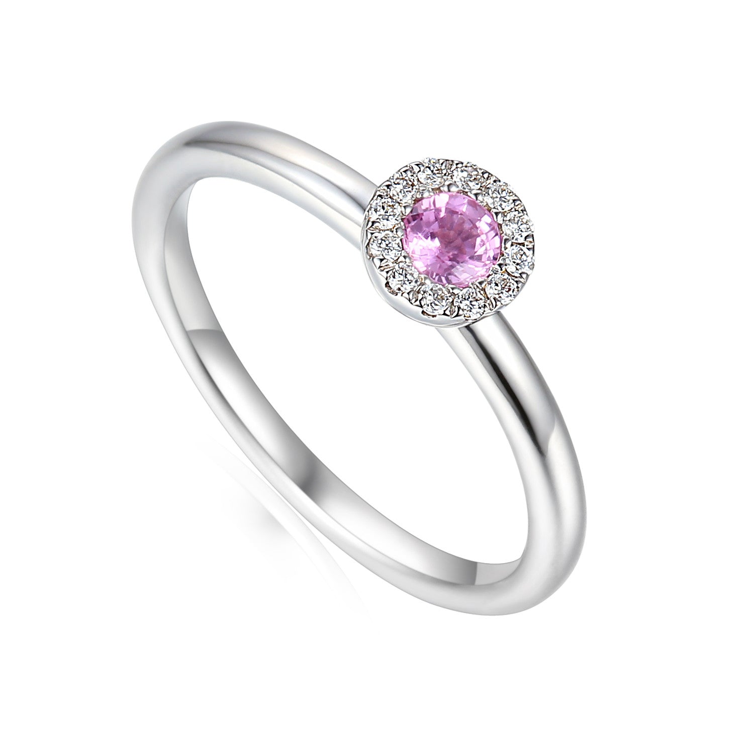 18ct White Gold Pink Sapphire Small Cluster Ring