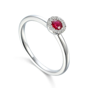 July Birthstone Ruby Cluster 9ct Gold Ring