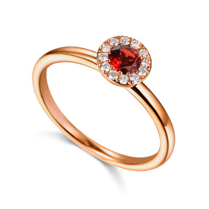 January Birthstone Garnet and Diamond 9ct Gold Cluster Ring