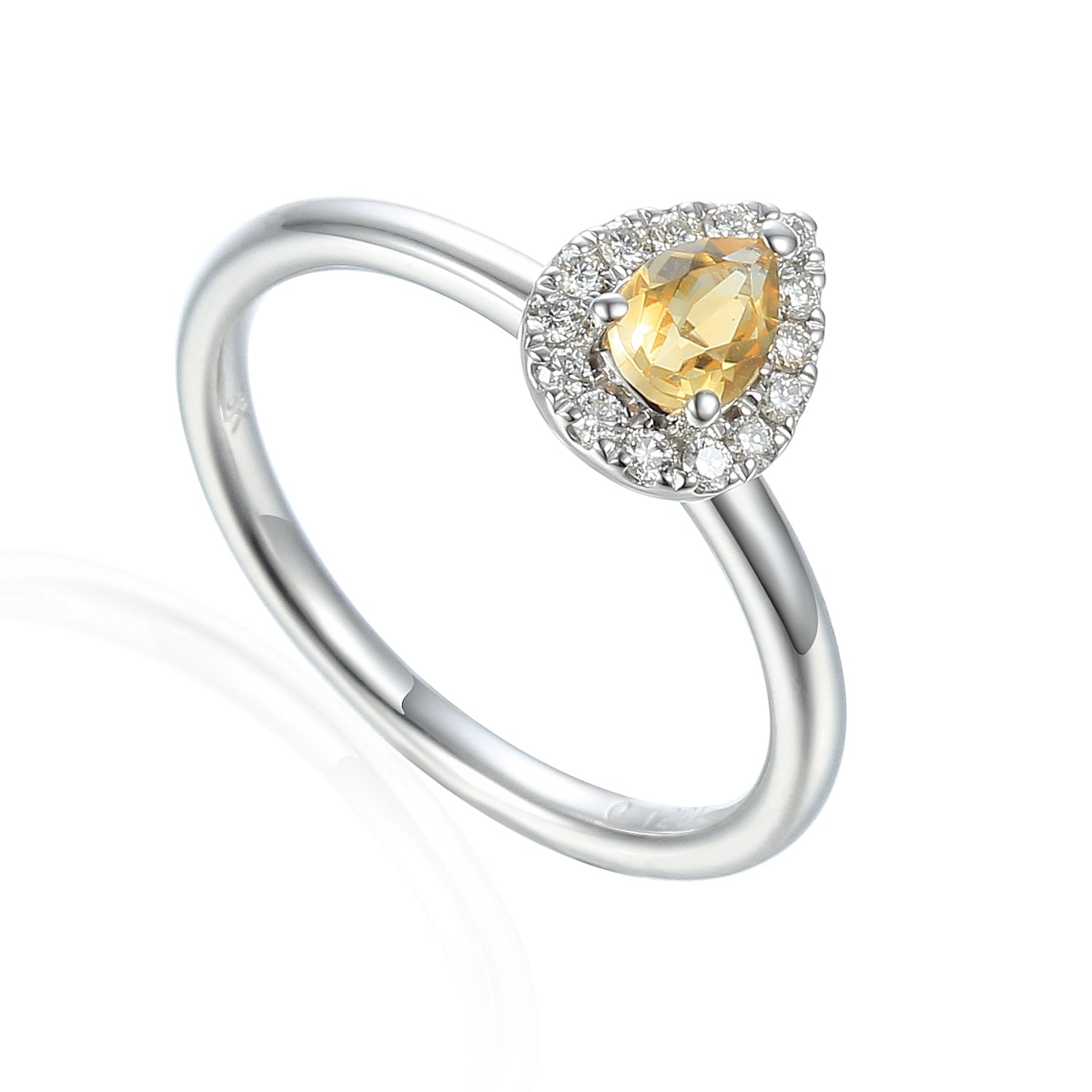 November Birthstone Pear Shape Citrine and Diamond Cluster Ring