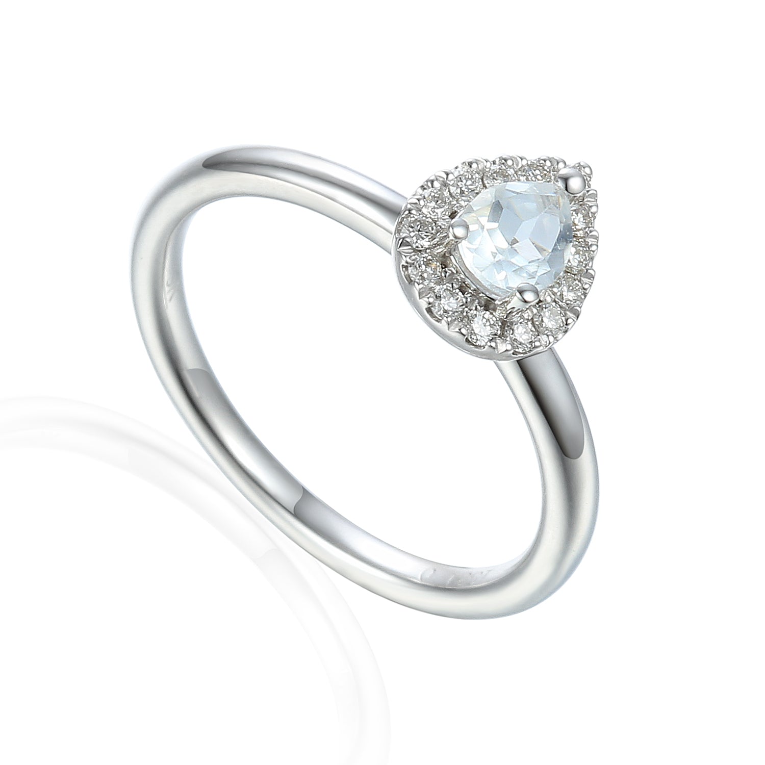 Moonstone & Diamond Ring, June Birthstone Pear Shape Cluster