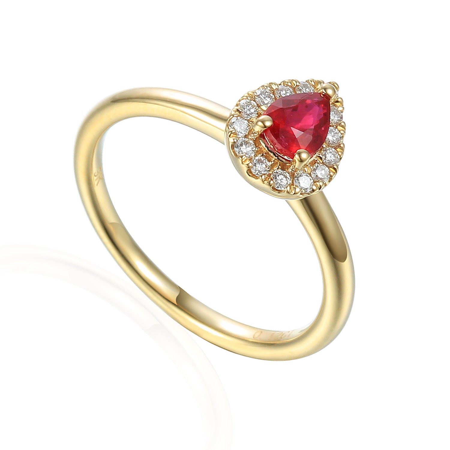 July Birthstone Pear Shape Ruby and Diamond Cluster Ring