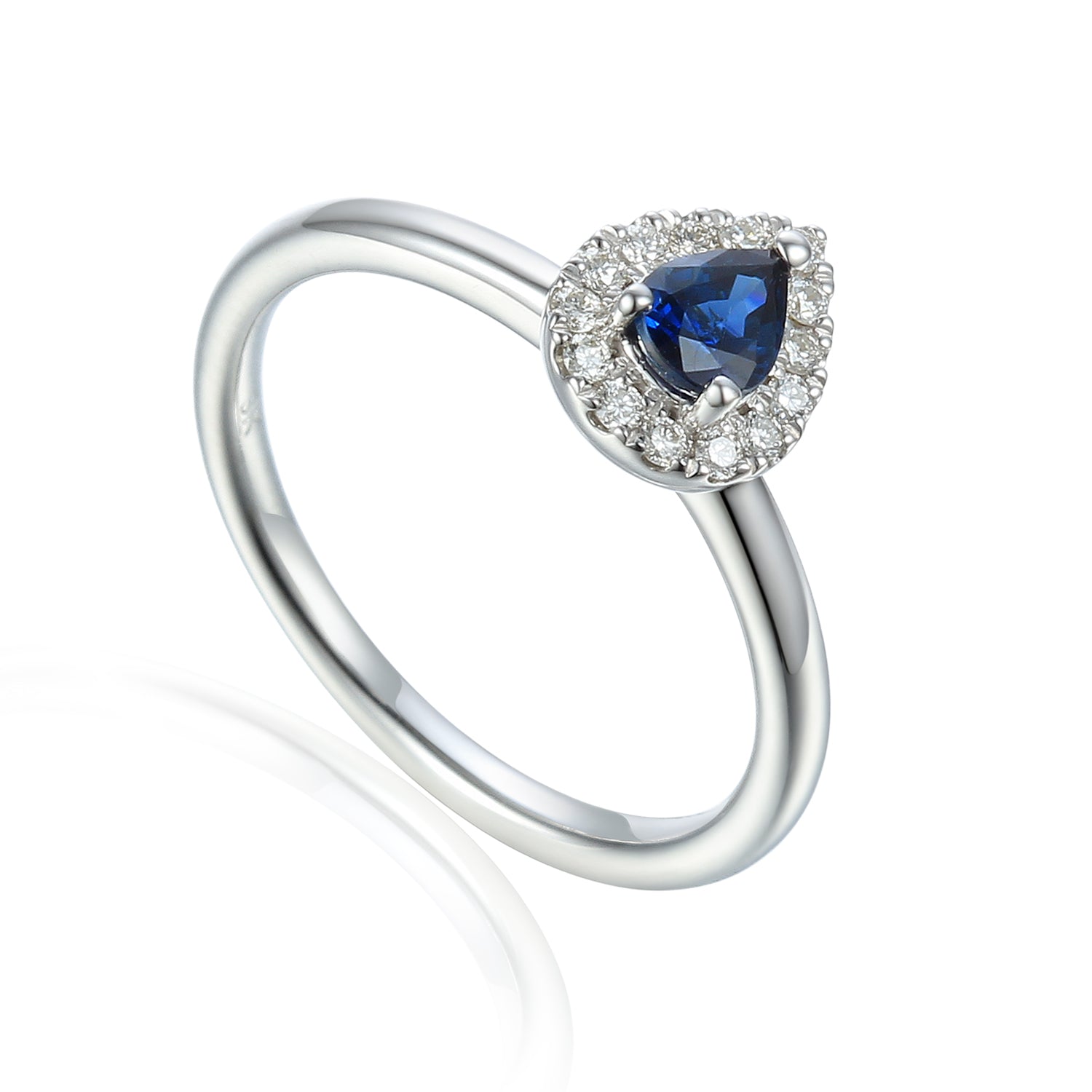 Sapphire & Diamond Cluster Ring, Pear Shape September Birthstone