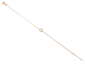 9ct Yellow Gold & Diamond Small Open Circle Geometric Bracelet