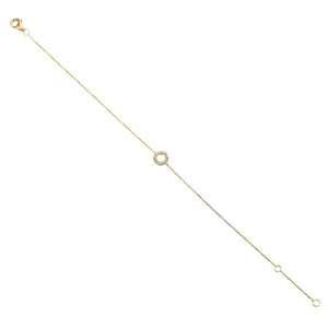 9ct White Gold & Diamond Small Open Circle Geometric Bracelet