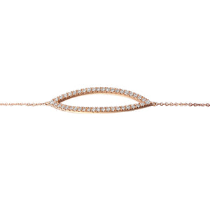 9ct White Gold Diamond Set Marquise Geometric Bracelet