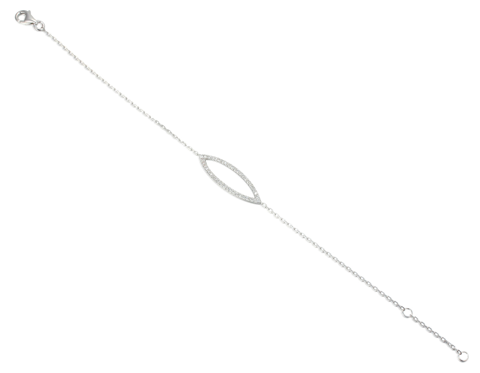 9ct White Gold Diamond Set Marquise Geometric Bracelet