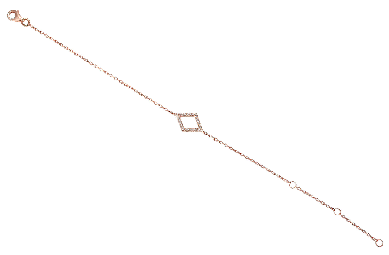 9ct Rose Gold Diamond Set Diamond Geometric Bracelet