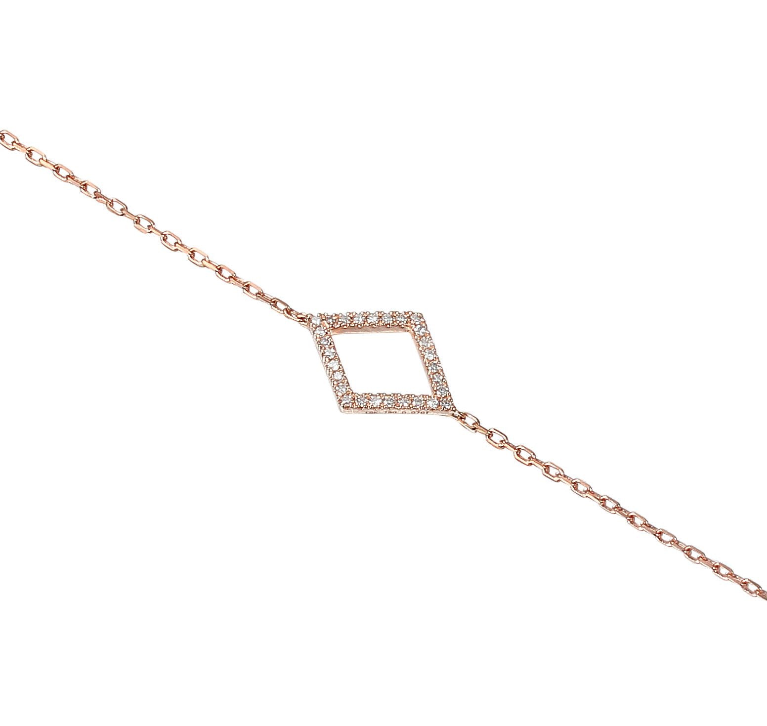 9ct Rose Gold Diamond Set Diamond Geometric Bracelet