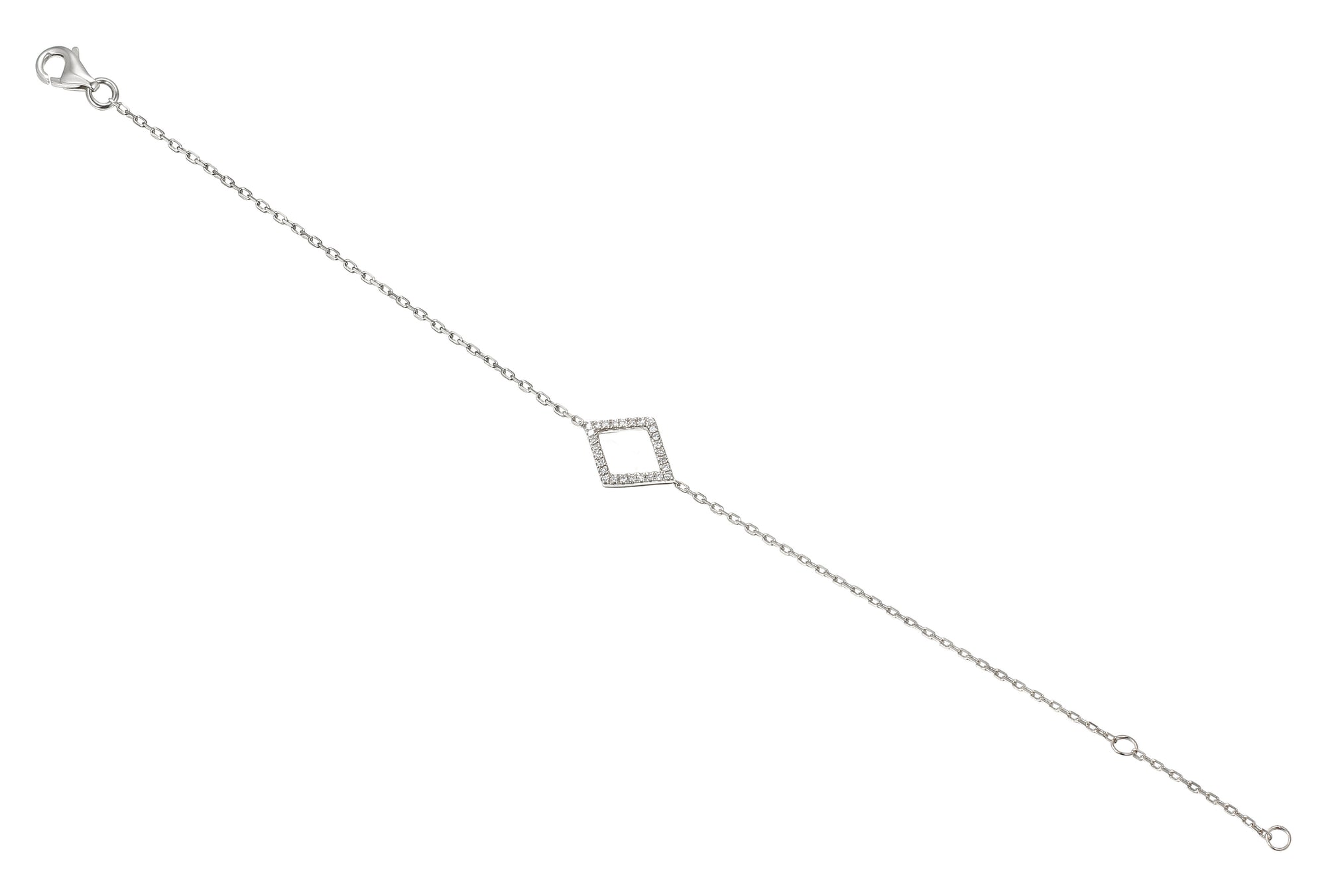 9ct White Gold Diamond Set Diamond Shape Geometric Bracelet