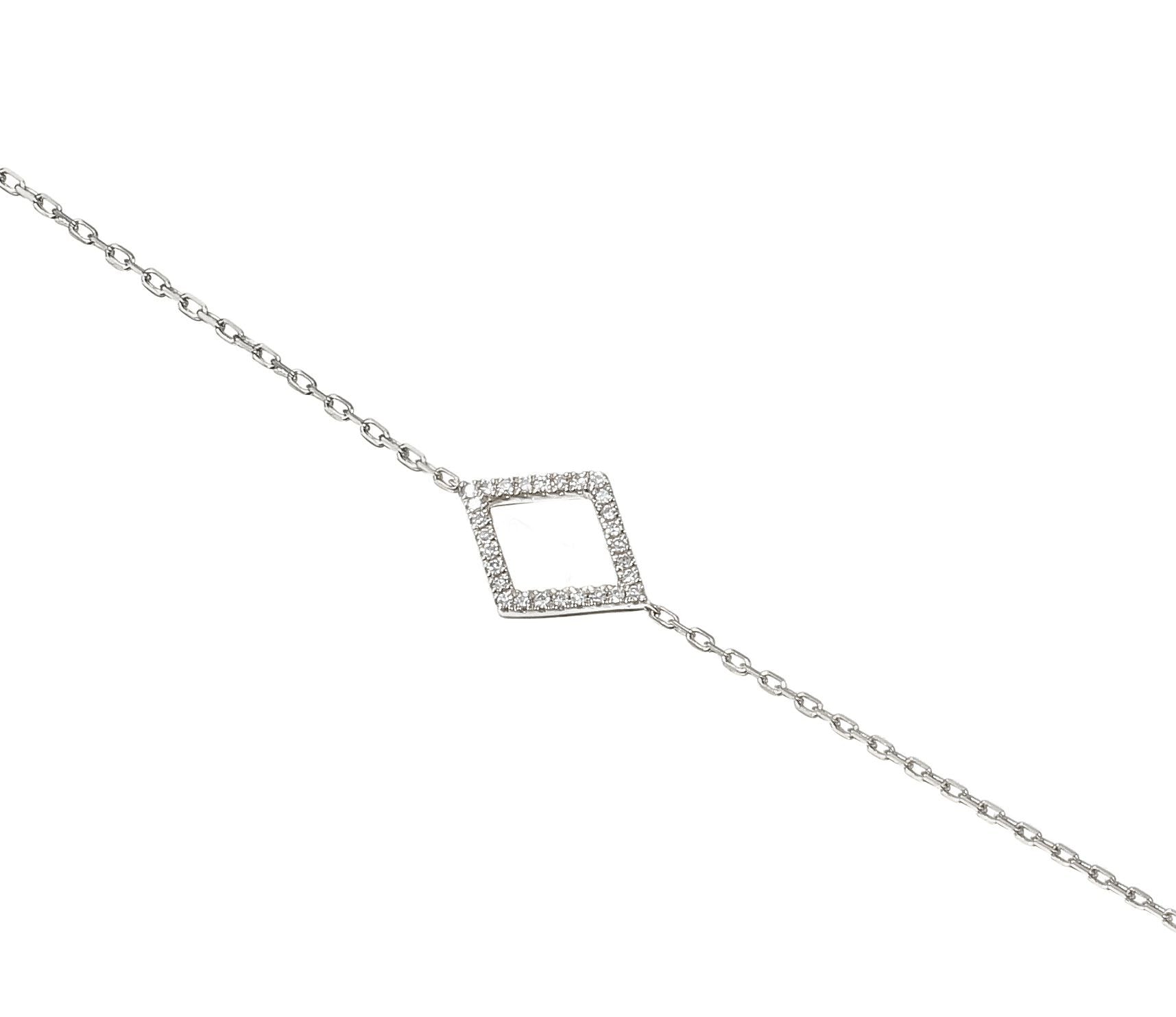 9ct White Gold Diamond Set Diamond Shape Geometric Bracelet