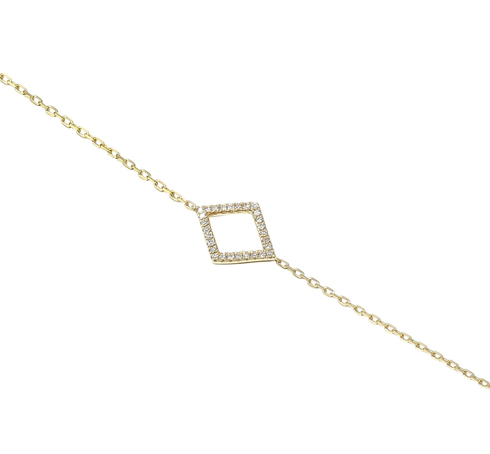 9ct Yellow Gold Diamond Set Diamond Shape Geometric Bracelet