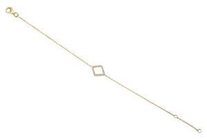 9ct White Gold Diamond Set Diamond Shape Geometric Bracelet