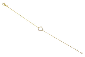 9ct Yellow Gold Diamond Set Diamond Shape Geometric Bracelet