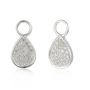 9ct White Gold Diamond Sleeper Hoop With Hanging Interchangeable Pear Shape Charm