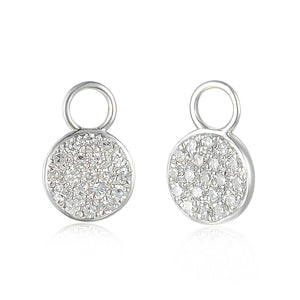 9ct White Gold Diamond Sleeper Hoop With Hanging Interchangeable Circle Charm