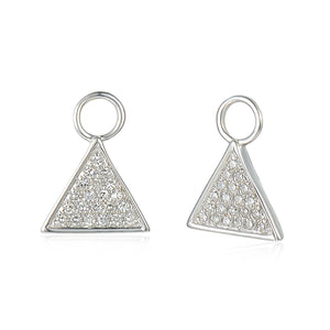 9ct White Gold Diamond Sleeper Hoop With Hanging Interchangeable Triangle Charm