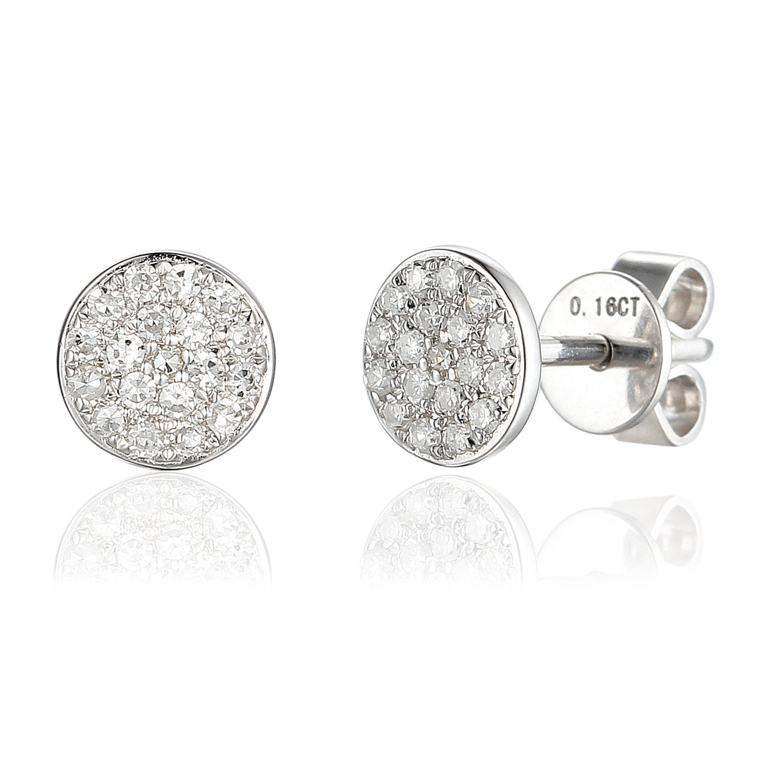 9ct Yellow Gold Pave Circle Geometric Stud Earrings